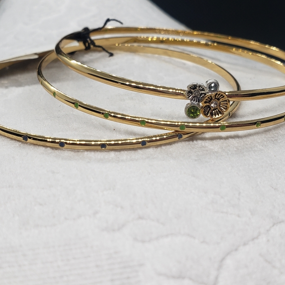 Coach bracelet Bangle Set (3) green/blue crystals - Picture 7 of 8